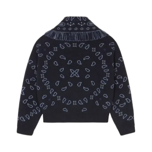 Bandana-Jacquard Fringed Cardigan