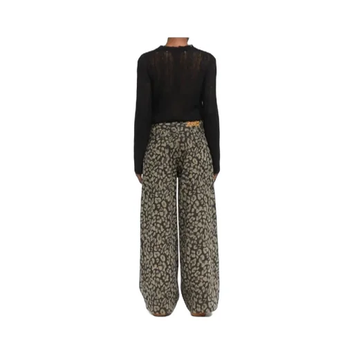Seattle Pleated Leopard-Print Jeans