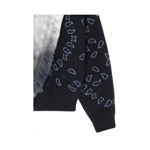 Bandana-Jacquard Fringed Cardigan