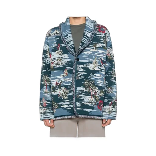 Fringed Patterned Cardigan