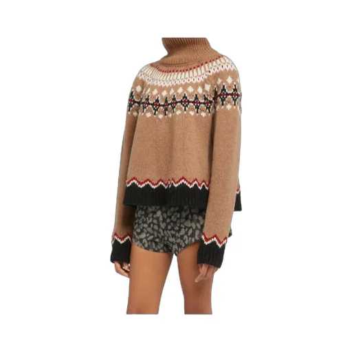 Pattern Intarsia-Knit Turtleneck Jumper