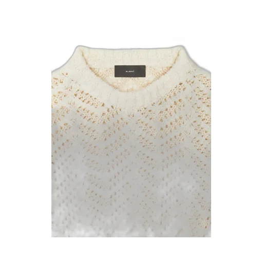 Chevron-Knit Fringed Cropped Crewneck Jumper