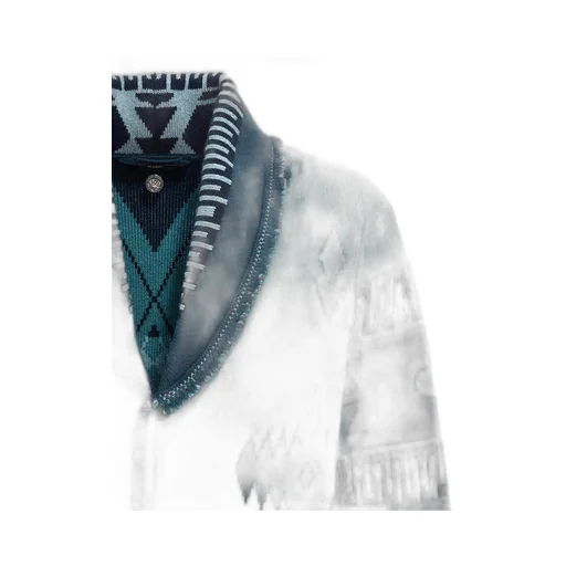 Icon Pattern Jacquard Fringed Detailed Cardigan
