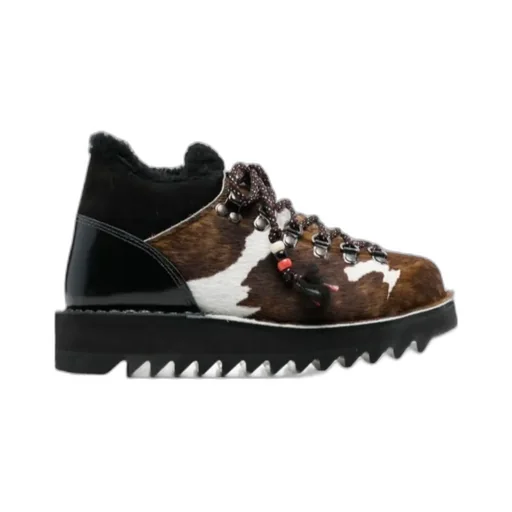 Panelled Lace-Up Boots