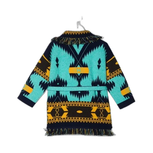 Intarsia-Knit Belted Cardigan