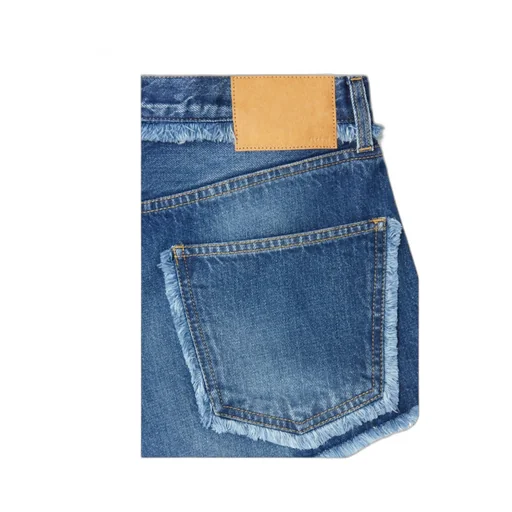 Fringed Cotton-Denim Shorts