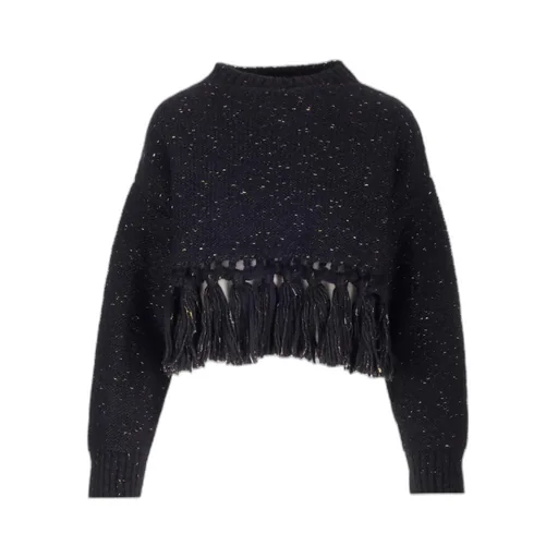 Crewneck Fringe-Detailed Sweater