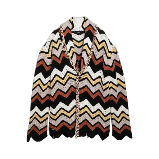 Kaleidoscopic Chevron-Print Cardigan