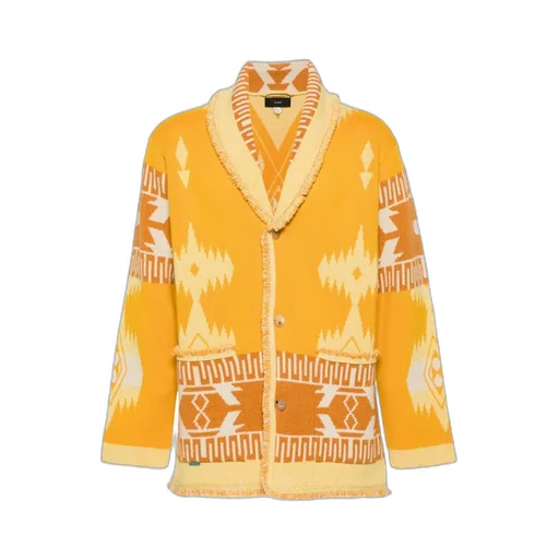 Icon Pattern Jacquard Fringed Detailed Cardigan
