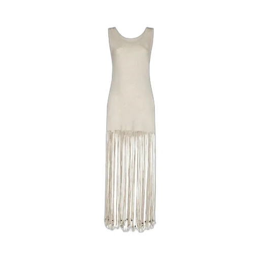 Fringed Sleeveless Maxi Dress