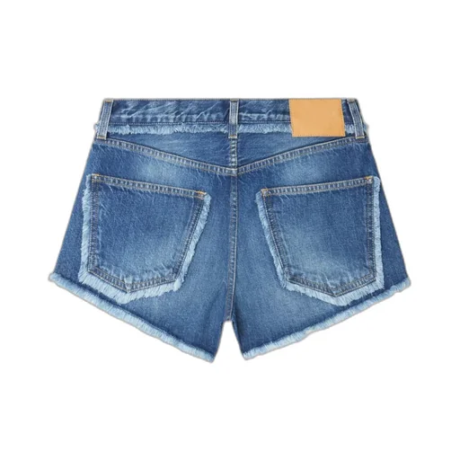 Fringed Cotton-Denim Shorts