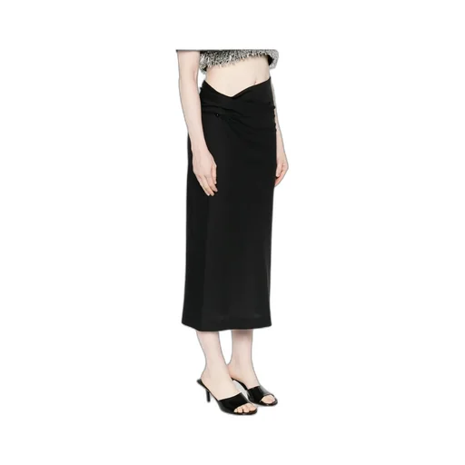 Draped-Detail Midi Skirt