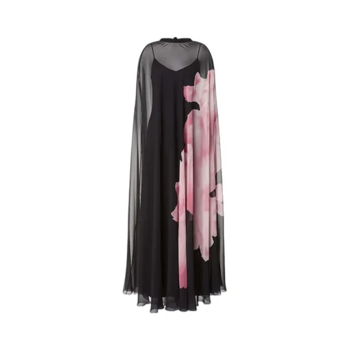 Long Silk Dress With Orchid Print
