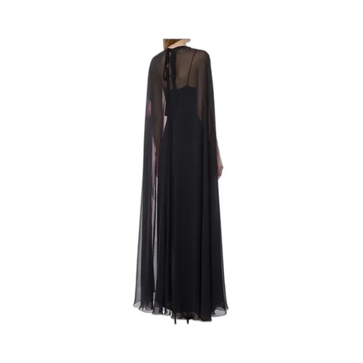 Long Silk Dress With Orchid Print