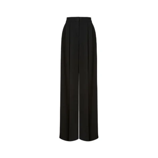 High-Waisted Wide-Leg Pleated Trousers