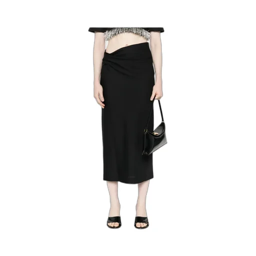 Draped-Detail Midi Skirt