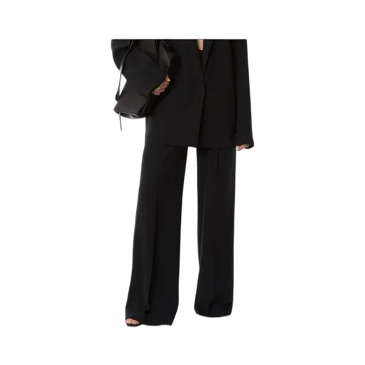 High-Waisted Wide-Leg Pleated Trousers