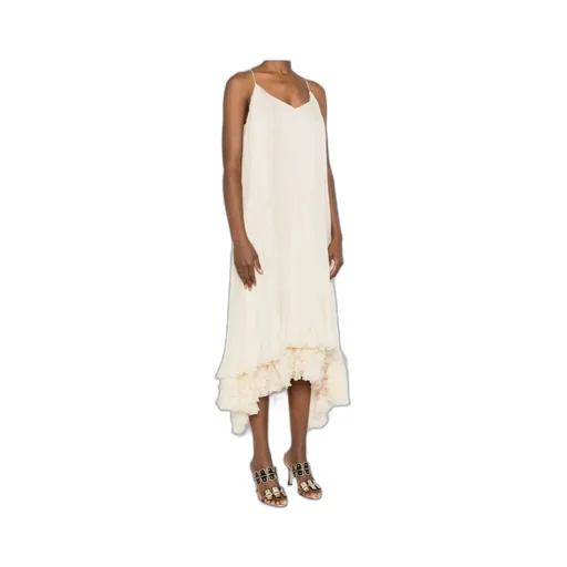 Pleated Silk Ruffled Dress