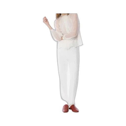 Balloon-Sleeve Satin Blouse