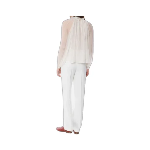Balloon-Sleeve Satin Blouse