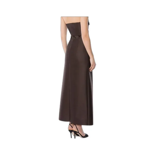 Embroidered Wool Silk Wide Leg Trousers