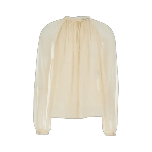 Balloon-Sleeve Satin Blouse
