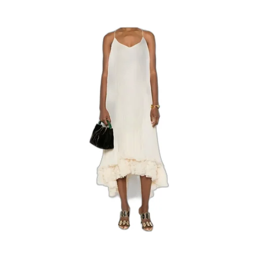 Pleated Silk Ruffled Dress