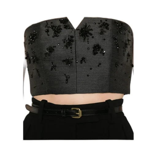 Bead-Embellished Bustier Top