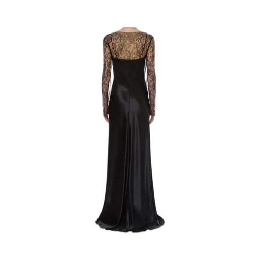 Glossy Satin And Lace Dress