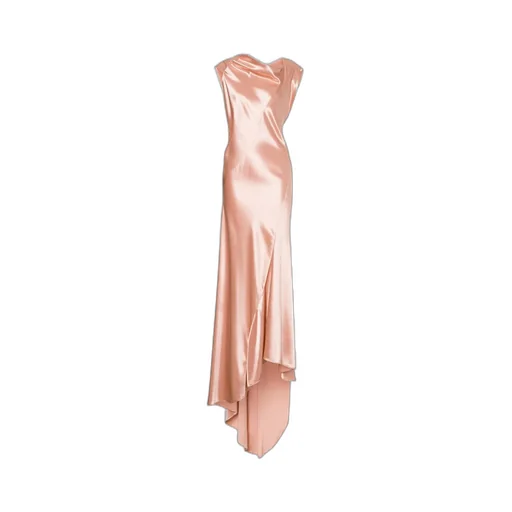 Asymmetrical Long Satin Dress