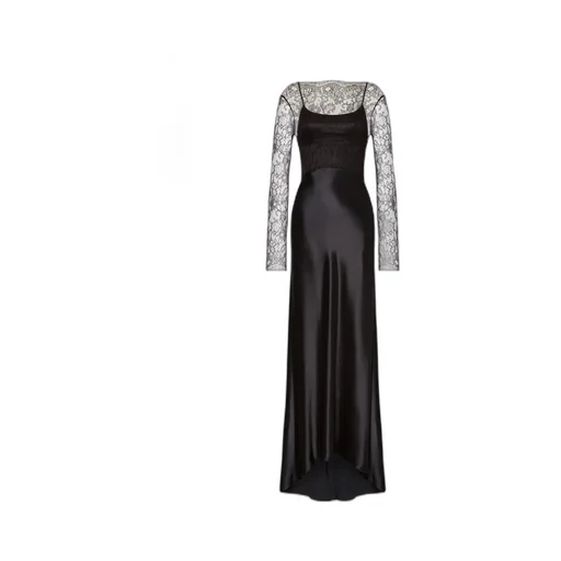 Glossy Satin And Lace Dress