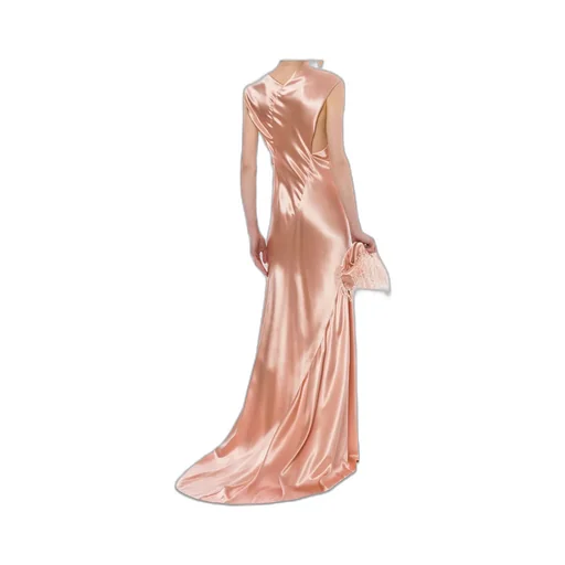 Asymmetrical Long Satin Dress