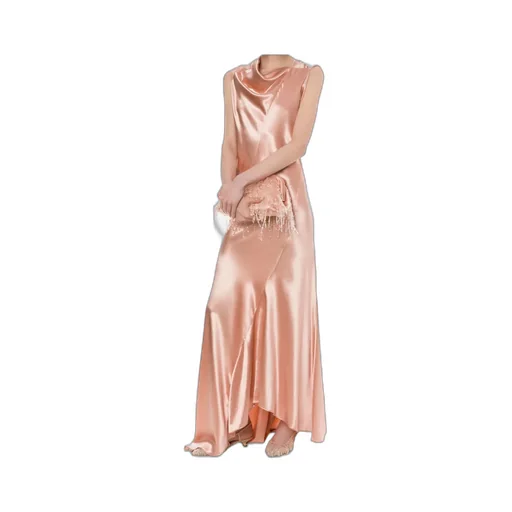 Asymmetrical Long Satin Dress