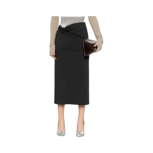 Button-Detail Midi Skirt