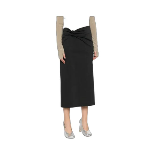 Button-Detail Midi Skirt