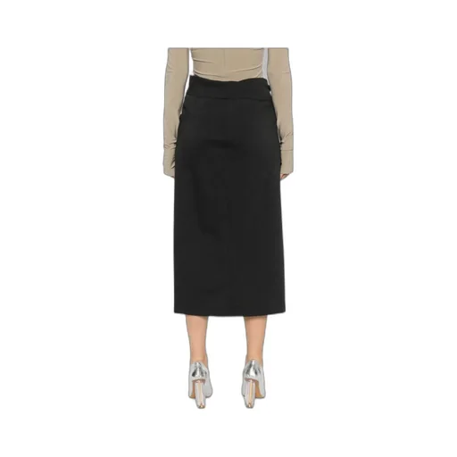 Button-Detail Midi Skirt