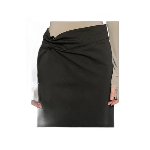 Button-Detail Midi Skirt