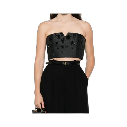Bead-Embellished Bustier Top