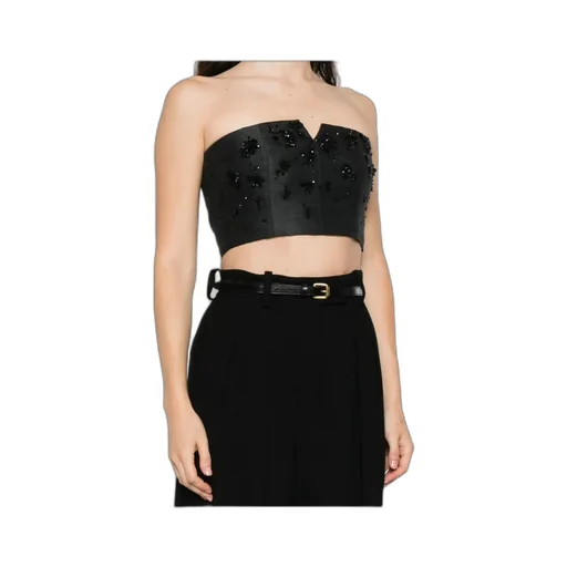 Bead-Embellished Bustier Top