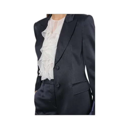 Buttoned Satin Blazer