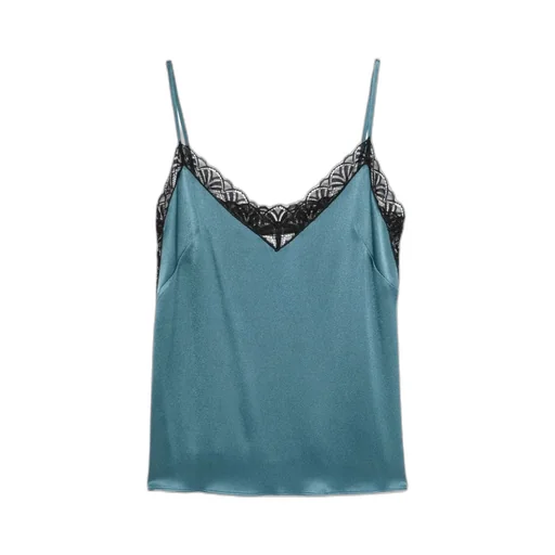 Lace-Detail Satin Top