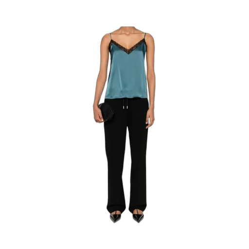 Lace-Detail Satin Top