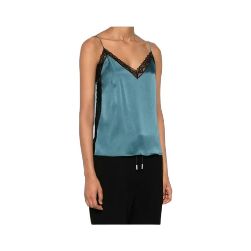 Lace-Detail Satin Top