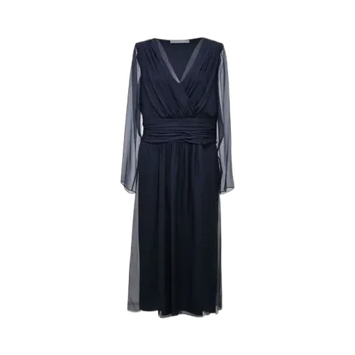 V-Neck Midi Chiffon Dress