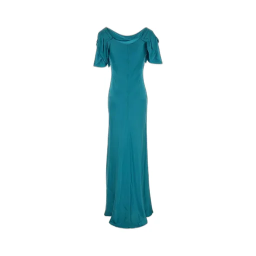 Laser-Cut Sleeve Satin Long Dress