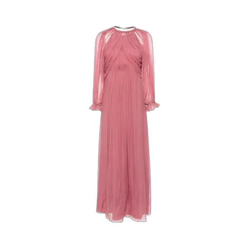Pleated Silk Maxi Dress