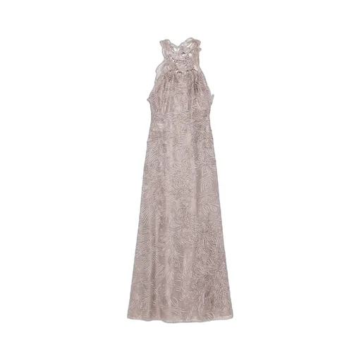 Guipure-Lace Sleeveless Maxi Dress