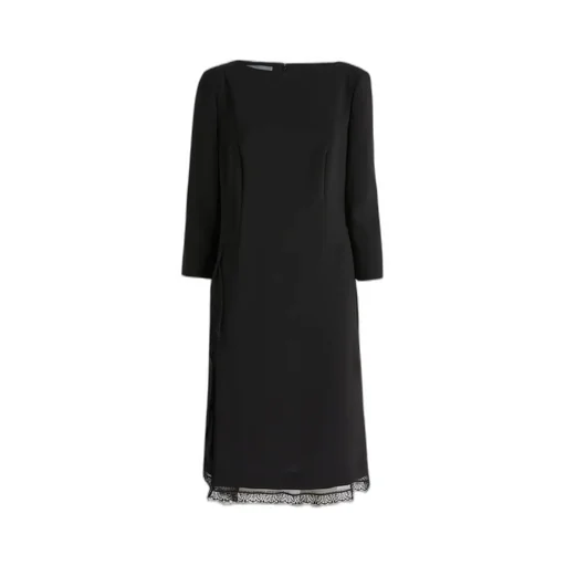Lace-Trim Round-Neck Dress