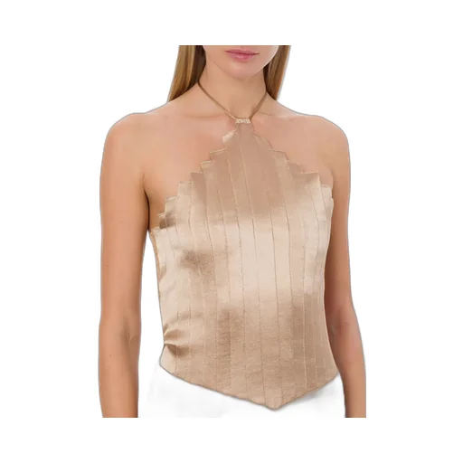 Pleated Sleeveless Halterneck Gown