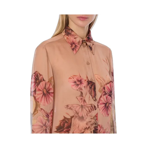 Tattoo-Print Silk Shirt